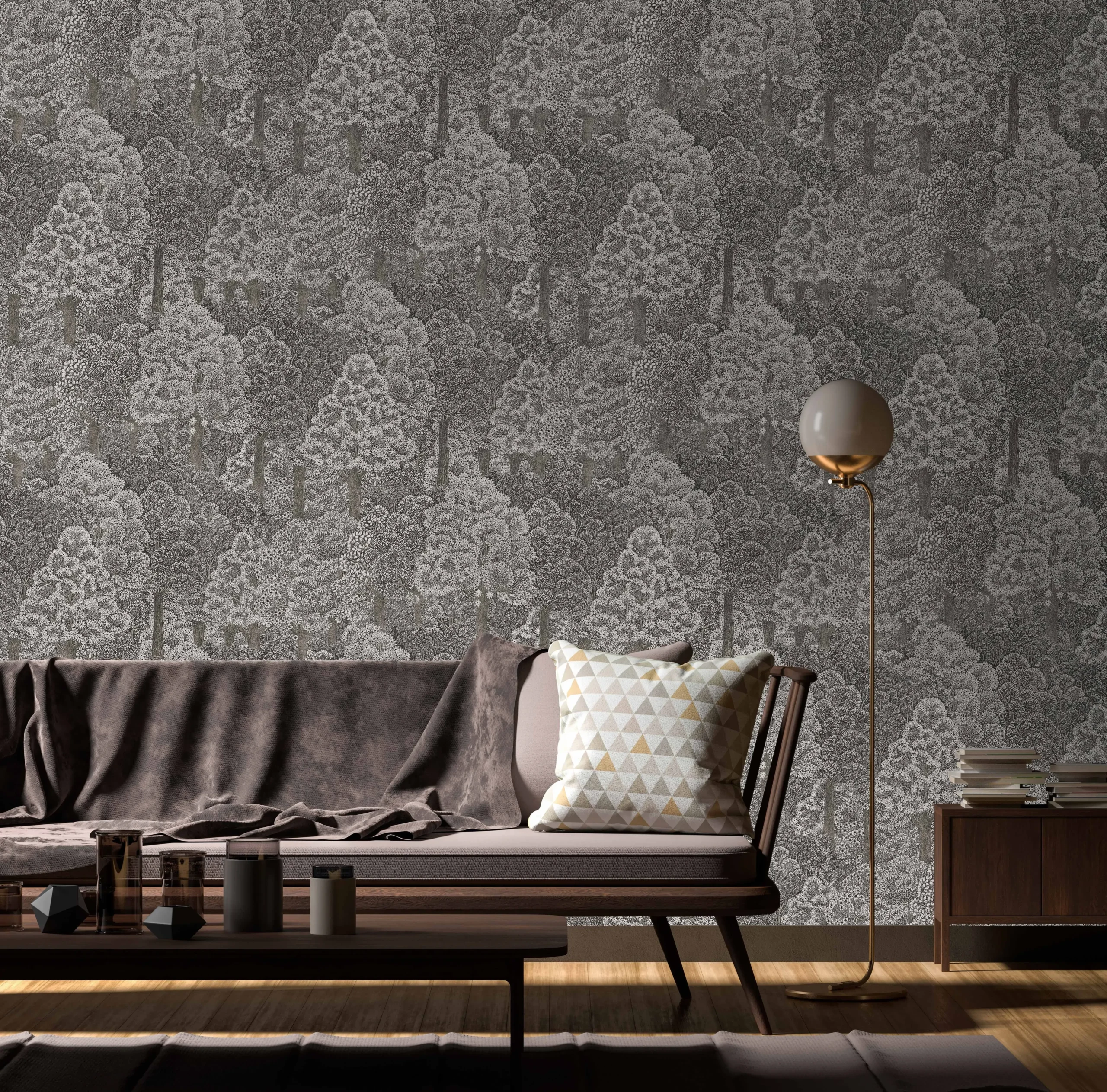 Dark Grey Embossed Wallpaper – Natural Glittering (24107-3)
